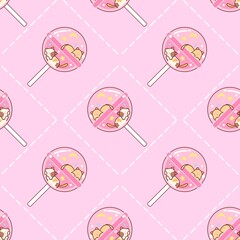 A cute pastel coquette seamless pattern featuring soft ribbons, bows, hearts, and delicate decorative elements. Perfect for gift wrapping, scrapbook paper, stationery design, textile prints, and girly