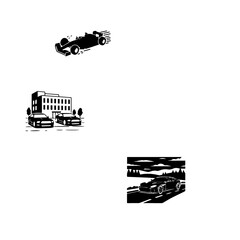 Naklejka premium F1 Race Car, City Sports Cars, and Scenic Mountain Drive