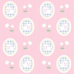 A cute pastel coquette seamless pattern featuring soft ribbons, bows, hearts, and delicate decorative elements. Perfect for gift wrapping, scrapbook paper, stationery design, textile prints, and girly
