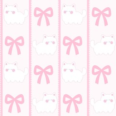 A cute pastel coquette seamless pattern featuring soft ribbons, bows, hearts, and delicate decorative elements. Perfect for gift wrapping, scrapbook paper, stationery design, textile prints, and girly