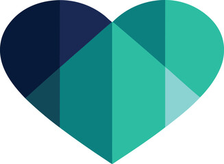 Obraz premium Geometric heart shape with teal and blue color gradient