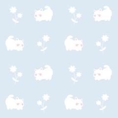Fototapeta premium A cute pastel coquette seamless pattern featuring soft ribbons, bows, hearts, and delicate decorative elements. Perfect for gift wrapping, scrapbook paper, stationery design, textile prints, and girly