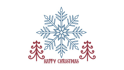 Christmas card design with snowflake and christmas trees illustration