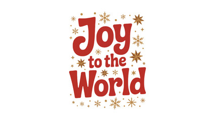 Joy to the world text with golden snowflakes on a white background
