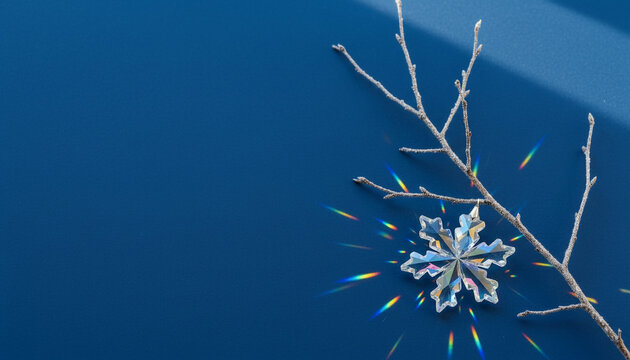 ロイヤルブルーの背景に配置されたクリスマスの装飾