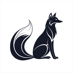 Elegant Stylized Fox Sitting Silhouette