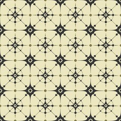 Fototapeta premium Geometric pattern with repeating star-like motifs in black and beige tones