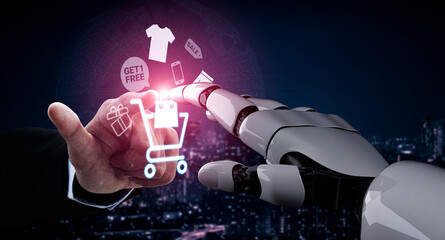 AI analyzing consumer shopping behavior to optimize digital promotions, personalize e-commerce...