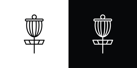 Disc golf icon design element. Linear style vectors
