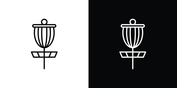 Disc golf icon design element. Linear style vectors