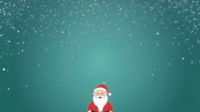 Cute Cartoon Santa Claus Under Falling Snow Animation.