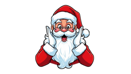 Surprised Santa Claus with hands on cheeks isolated on a transparent background 2