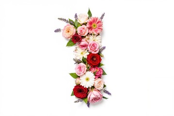 a letter made of flowers on a white background