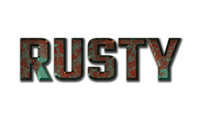 Rusty text on transparent background