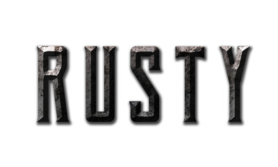 Rusty text on transparent background