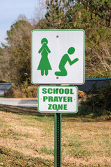 School prayer zone highway sign
