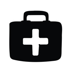 Obraz premium Simple black silhouette of a first aid kit with a white cross