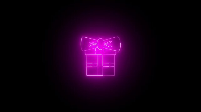 pink neon glowing christmas Icons set on black Background. New Year and Winter signs and symbols.  illustration