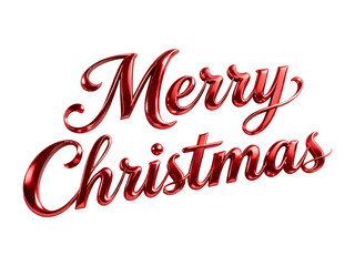 3d Elegant Merry Christmas festive greeting with glossy red lettering