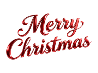 3d Elegant Merry Christmas festive greeting with glossy red lettering