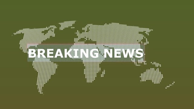 Breaking news intro animation moving text on world Map. news generic Political program. Live breaking news report. Breaking news live on world map
