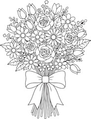 Fototapeta premium Flower coloring page for kids and adults