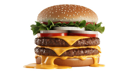 Mouthwatering double cheeseburger dripping with delicious cheese for fast food craving satisfaction