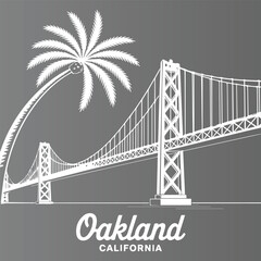 Golden Gate Bridge and Palm Trees Silhouette