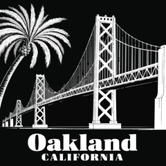 Golden Gate Bridge and Palm Trees Silhouette