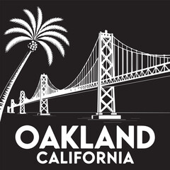 Golden Gate Bridge and Palm Trees Silhouette