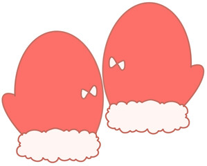 Christmas Mitten Cute Pink Winter Gloves Vector Clipart