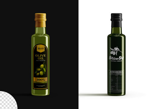 Olive Oill Glass Bottle Editable Mockup Isolated