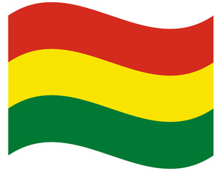 Civil waving flag of Bolivia isolated over transparent background.