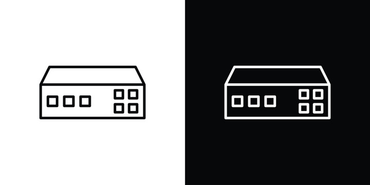 Network switch icon design element. Linear style vectors