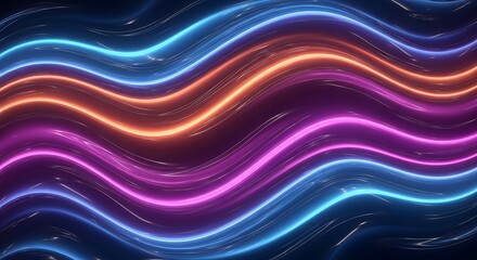 Abstract neon waves background with glowing lines light trails motion graphic futuristic design art wallpaper