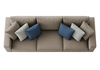 Stylish couch with pillows accenting a modern living room or home interior design concept for real estate
