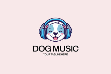 Creative Logo Design For Music Brand With Dog Face And Headphones