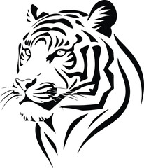 Minimal continuous-line tiger head with geometric negative space, elegant and abstract 2