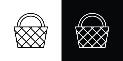 Picnic basket icon design element. Linear style vectors