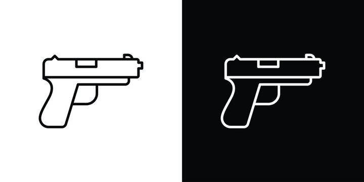 Pistol icon design element. Linear style vectors