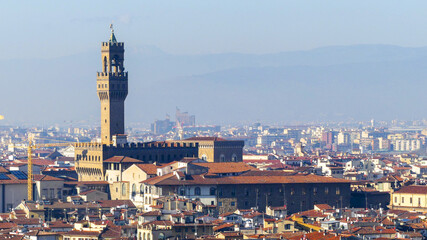Panoramic View of Florence with Palazzo Vecchio Tower and City Rooftops