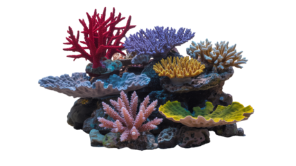 Vibrant colorful coral reef display with diverse species, perfect for ocean life and marine ecosystem projects