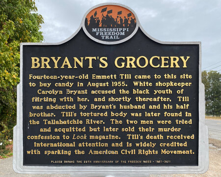 Greenwood, Mississippi: Site of Bryant's Grocery and Meat Market, Mississippi Freedom Trail marker. Where Emmett Till whistled at Carolyn Bryant. Civil Rights touchstone.