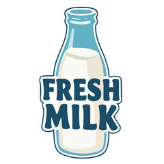 Fresh Milk Bottle Logo Design Vector Illustration