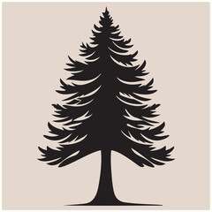 silhouette Tall Forest Pine Clipart