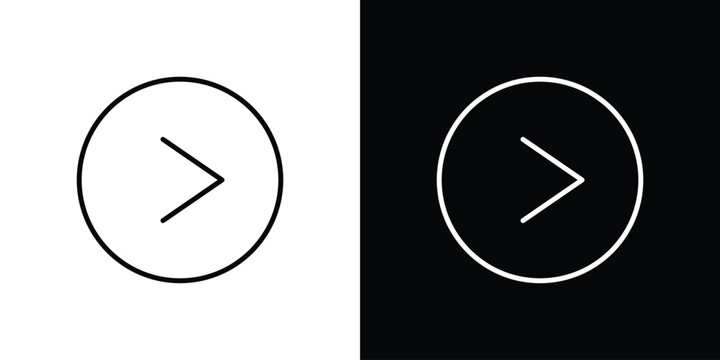 Right arrow icon design element. Linear style vectors