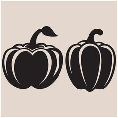  Detailed Bell Pepper Silhouette Vector Set, Pepper