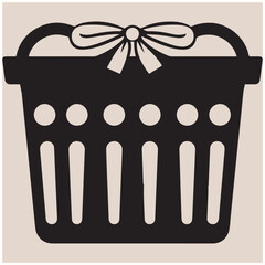 Stylish E-commerce Shopping Basket with Bow Silhouette, Shopping