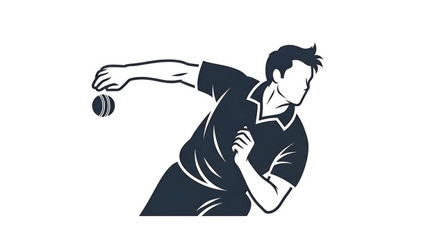 Cricket bowler throwing ball vector illustration sport game action athlete design