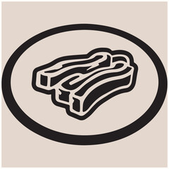 Cooked Bacon Strips Food Silhouette Vector, Bacon
